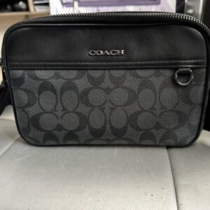 Coach Men's Black and Gray Belt Bag